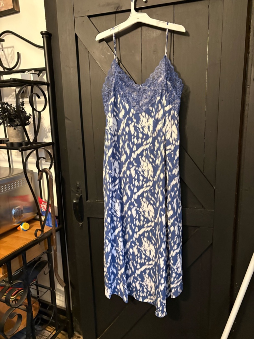 white birch Blue and White Tie-Dye Lace-Trim High-Low Dress - Picture 3 of 5